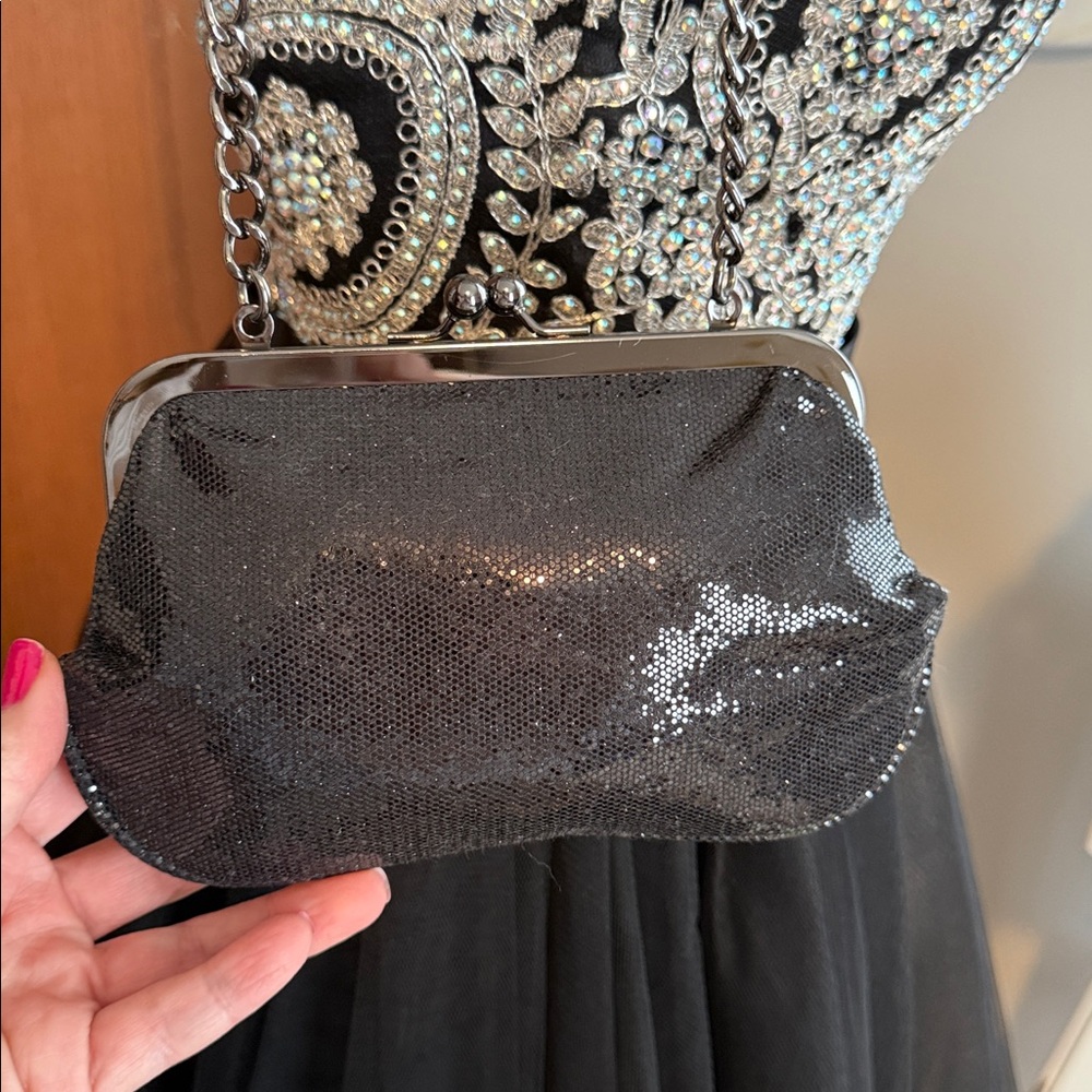 Express black sequined mini handbag